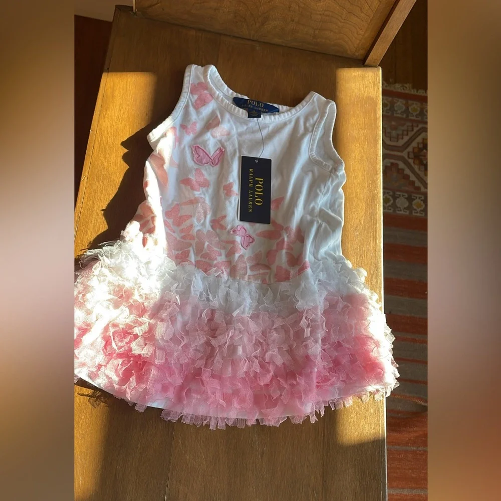 Polo by Ralph Lauren White and Pink Kids Casual Dress - Picture 2 of 3